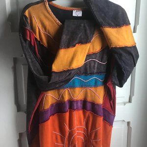 Greater Good 100% Cotton Colorblock Patchwork L/S Tunic Top